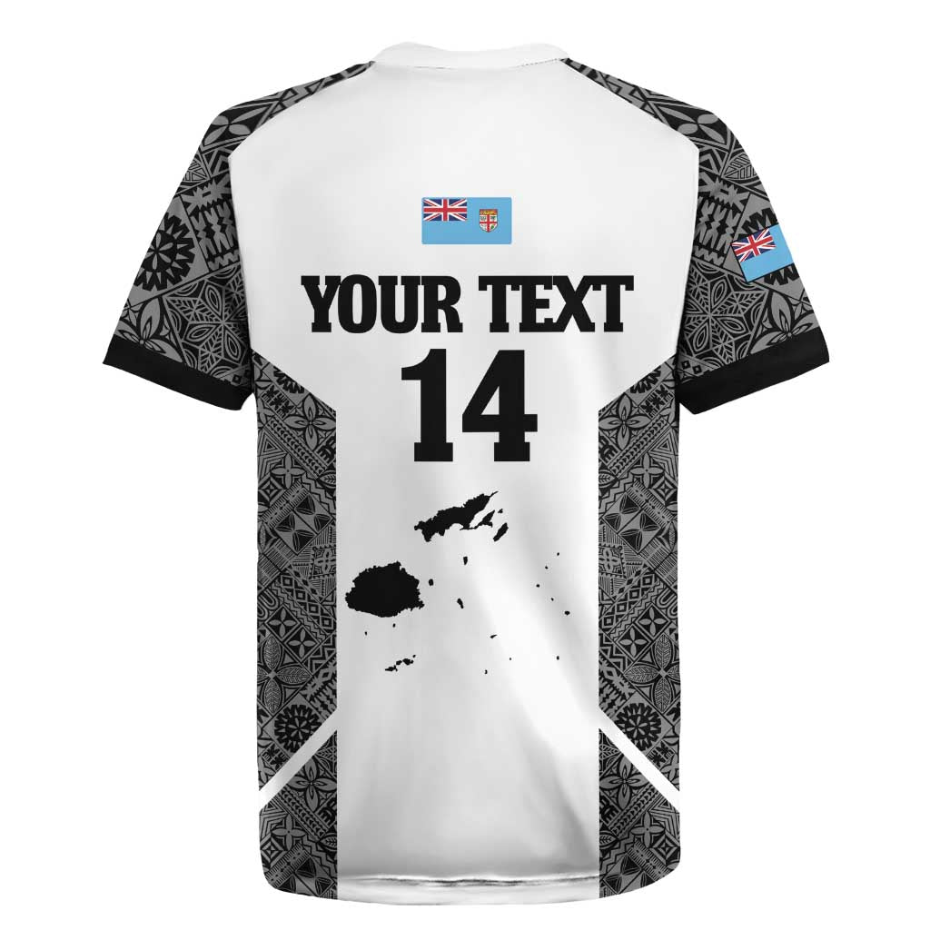 Custom Fiji Tapa Rugby Rugby Jersey Flying Fijian Black And White Version LT14 - Polynesian Pride