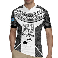 Custom Fiji Tapa Rugby Rugby Jersey Flying Fijian Black And White Version LT14 - Polynesian Pride