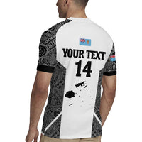 Custom Fiji Tapa Rugby Rugby Jersey Flying Fijian Black And White Version LT14 - Polynesian Pride