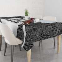 Custom Fiji Tapa Rugby Tablecloth Flying Fijian Black And White Version LT14 - Polynesian Pride