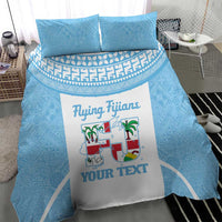 Custom Fiji Tapa Rugby Bedding Set Flying Fijian Blue And White Version LT14 - Polynesian Pride