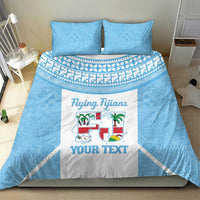 Custom Fiji Tapa Rugby Bedding Set Flying Fijian Blue And White Version LT14 - Polynesian Pride