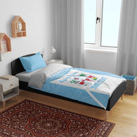 Custom Fiji Tapa Rugby Bedding Set Flying Fijian Blue And White Version LT14 - Polynesian Pride