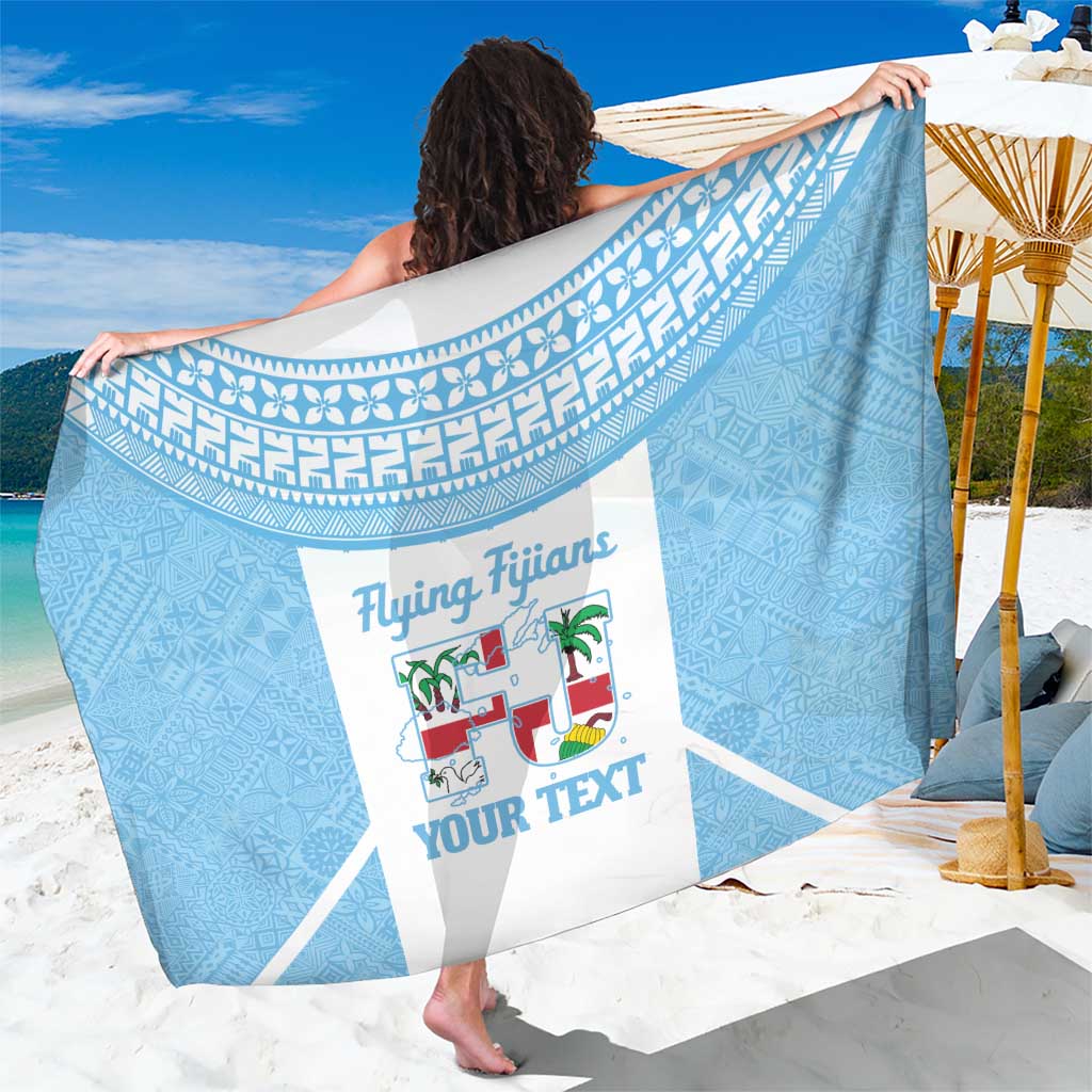Custom Fiji Tapa Rugby Sarong Flying Fijian Blue And White Version LT14 One Size 44 x 66 inches Blue - Polynesian Pride