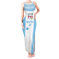 Custom Fiji Tapa Rugby Tank Maxi Dress Flying Fijian Blue And White Version LT14 Women Blue - Polynesian Pride