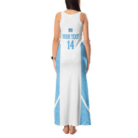 Custom Fiji Tapa Rugby Tank Maxi Dress Flying Fijian Blue And White Version LT14 - Polynesian Pride