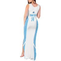 Custom Fiji Tapa Rugby Tank Maxi Dress Flying Fijian Blue And White Version LT14 - Polynesian Pride