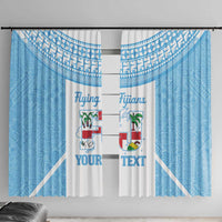 Custom Fiji Tapa Rugby Window Curtain Flying Fijian Blue And White Version LT14 With Hooks Blue - Polynesian Pride