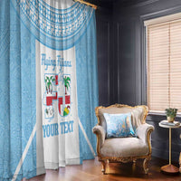 Custom Fiji Tapa Rugby Window Curtain Flying Fijian Blue And White Version LT14 - Polynesian Pride