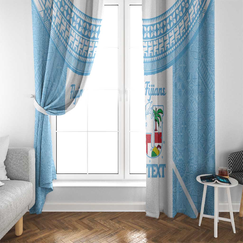 Custom Fiji Tapa Rugby Window Curtain Flying Fijian Blue And White Version LT14 - Polynesian Pride