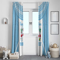 Custom Fiji Tapa Rugby Window Curtain Flying Fijian Blue And White Version LT14 - Polynesian Pride