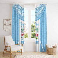 Custom Fiji Tapa Rugby Window Curtain Flying Fijian Blue And White Version LT14 - Polynesian Pride