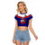 American Samoa Football Raglan Cropped T Shirt Polynesian Sporty Style LT14 Female Blue - Polynesian Pride