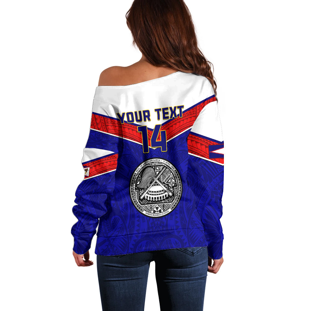Personalised American Samoa Football Off Shoulder Sweater Polynesian Sporty Style LT14 - Polynesian Pride