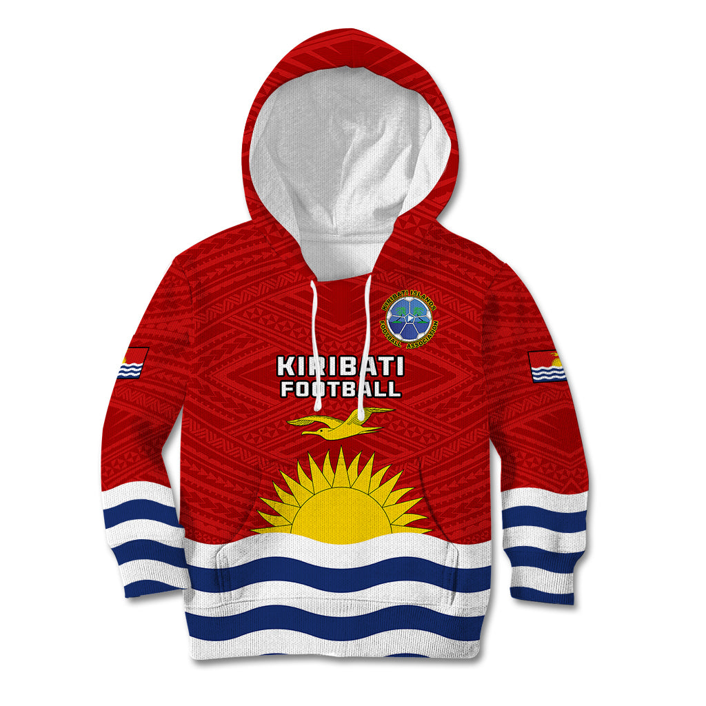 Personalised Kiribati Football Kid Hoodie Polynesian Pattern Mix Kiribatian Flag LT14 Hoodie Red - Polynesian Pride