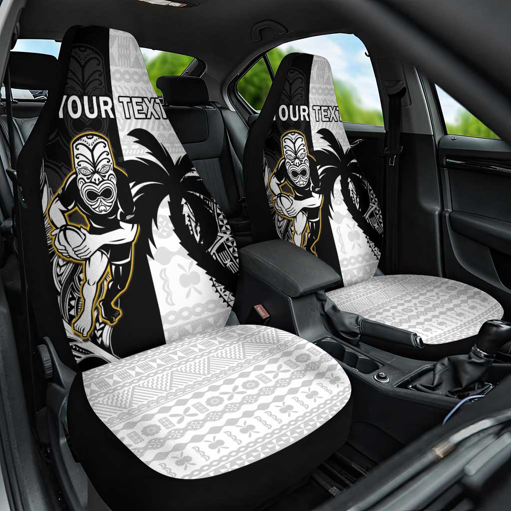 Custom Fiji And New Zealand Rugby Car Seat Cover Aotearoa Silver Fern Mix Fijian Tapa Pattern