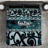 Kia Ora New Zealand Bedding Set Aotearoa Proud Maori Paua Shell Silver Fern LT14 Black - Polynesian Pride