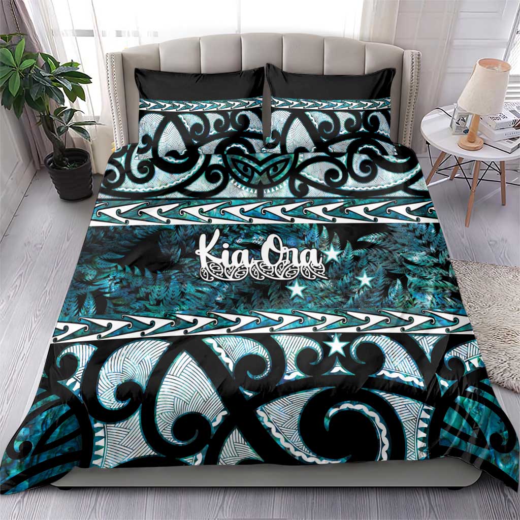 Kia Ora New Zealand Bedding Set Aotearoa Proud Maori Paua Shell Silver Fern LT14 - Polynesian Pride
