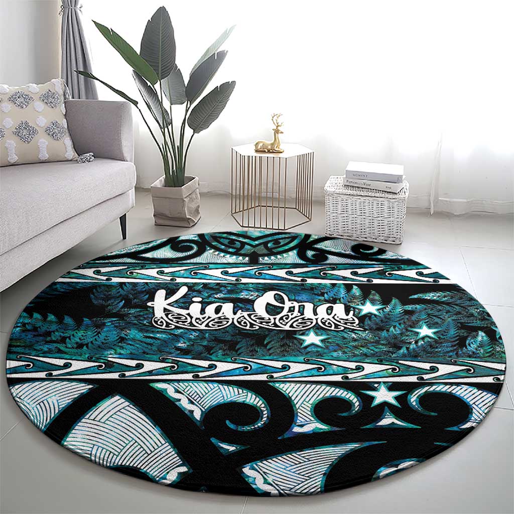 Kia Ora New Zealand Round Carpet Aotearoa Proud Maori Paua Shell Silver Fern LT14 - Polynesian Pride