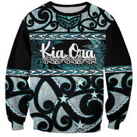 Kia Ora New Zealand Sweatshirt Aotearoa Proud Maori Paua Shell Silver Fern LT14 Unisex Black - Polynesian Pride