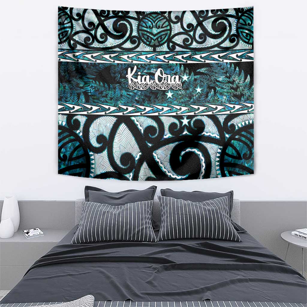 Kia Ora New Zealand Tapestry Aotearoa Proud Maori Paua Shell Silver Fern LT14 - Polynesian Pride