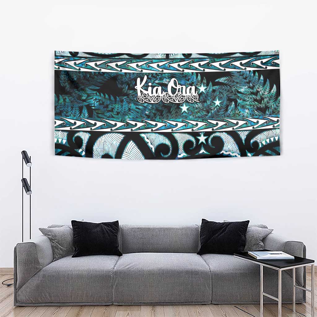 Kia Ora New Zealand Tapestry Aotearoa Proud Maori Paua Shell Silver Fern LT14 - Polynesian Pride