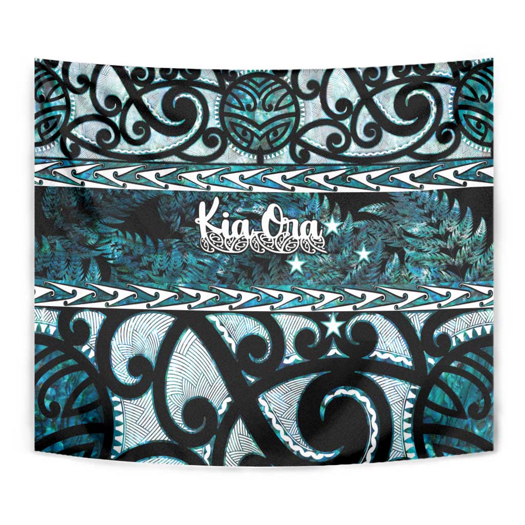 Kia Ora New Zealand Tapestry Aotearoa Proud Maori Paua Shell Silver Fern LT14 - Polynesian Pride