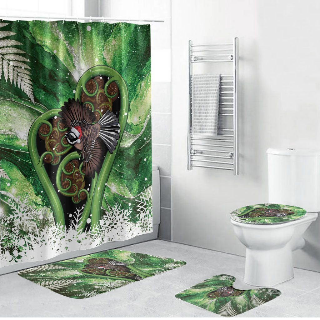 Piwakawaka New Zealand Christmas In July Bathroom Set NZ Aroha Koru Fern Marble Vibes LT14 Bathroom Set (4 pcs) Green - Polynesian Pride