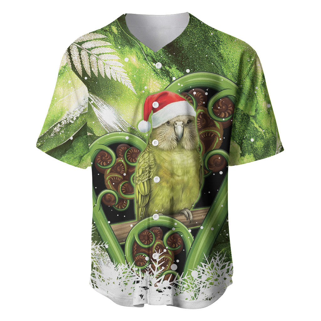 Kakapo New Zealand Christmas In July Baseball Jersey NZ Aroha Koru Fern Marble Vibes LT14 Green - Polynesian Pride
