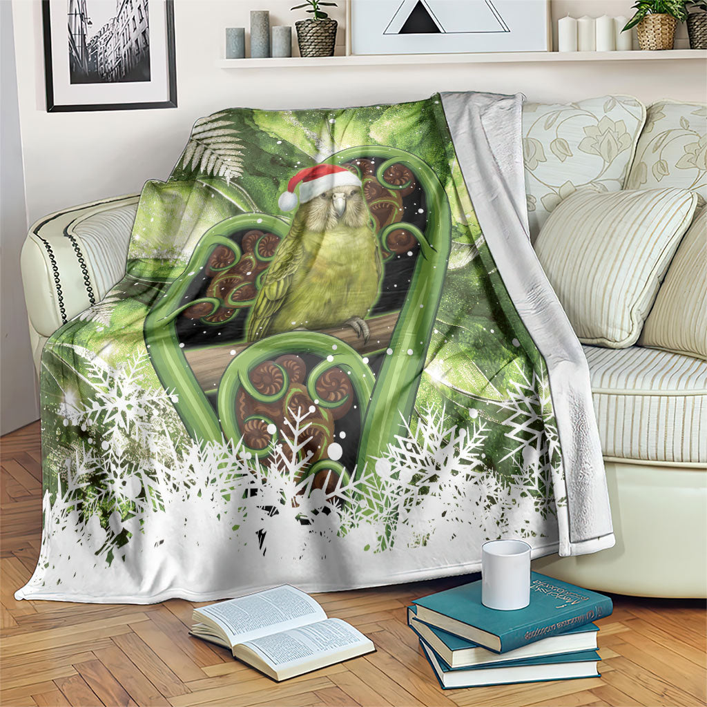 Kakapo New Zealand Christmas In July Blanket NZ Aroha Koru Fern Marble Vibes LT14 Green - Polynesian Pride