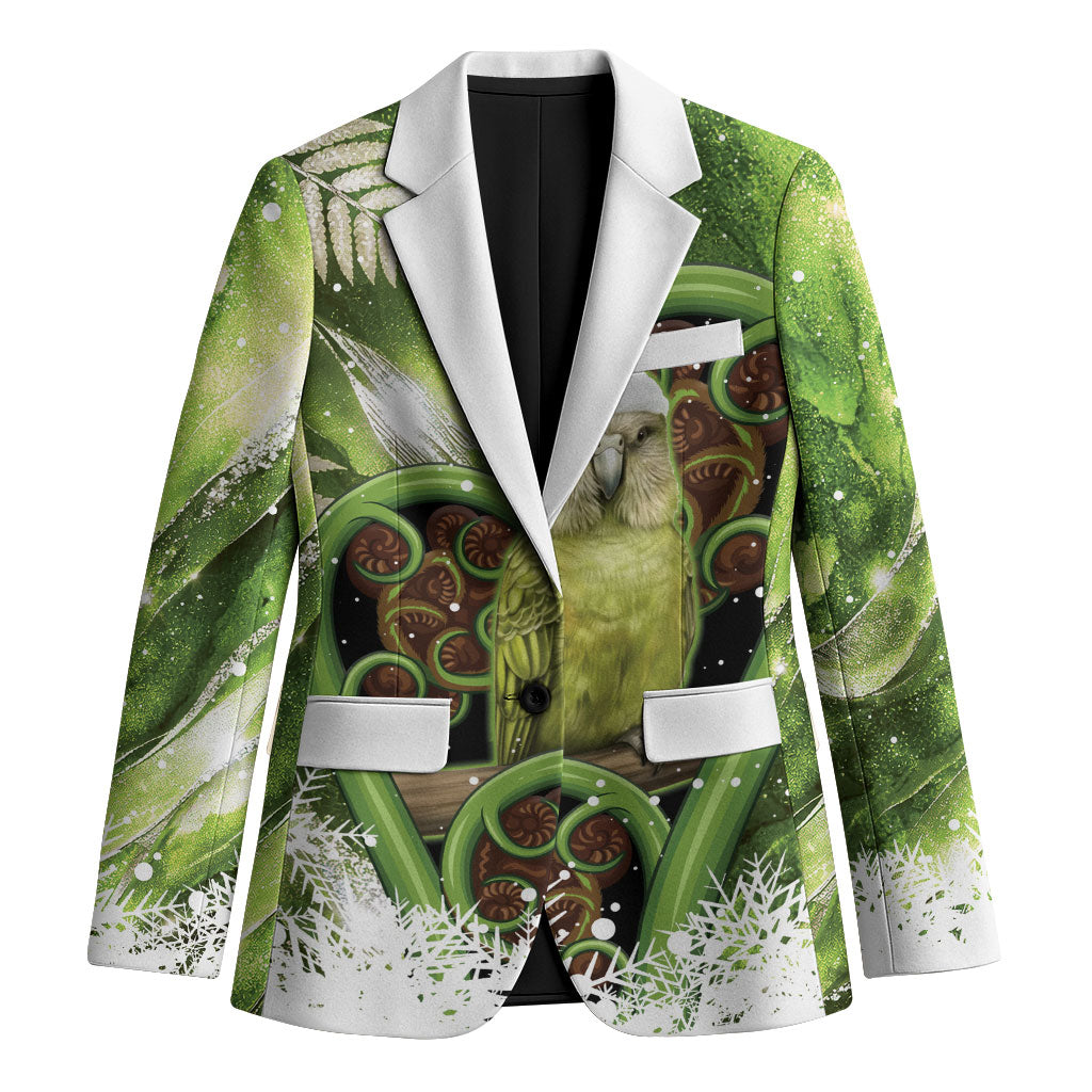 Kakapo New Zealand Christmas In July Blazer NZ Aroha Koru Fern Marble Vibes LT14 Unisex Green - Polynesian Pride