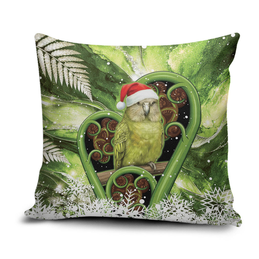Kakapo New Zealand Christmas In July Pillow Cover NZ Aroha Koru Fern Marble Vibes LT14 Green - Polynesian Pride