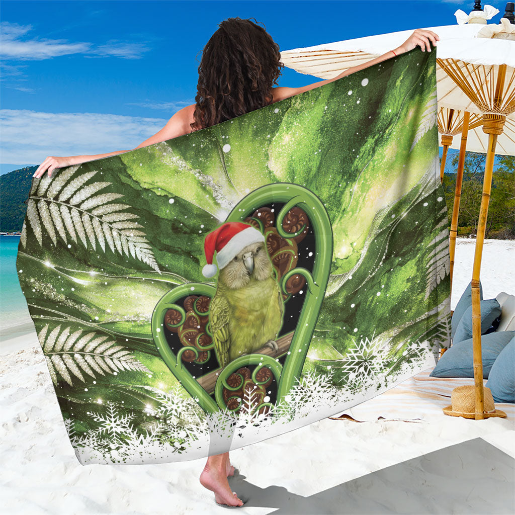 Kakapo New Zealand Christmas In July Sarong NZ Aroha Koru Fern Marble Vibes LT14 One Size 44 x 66 inches Green - Polynesian Pride