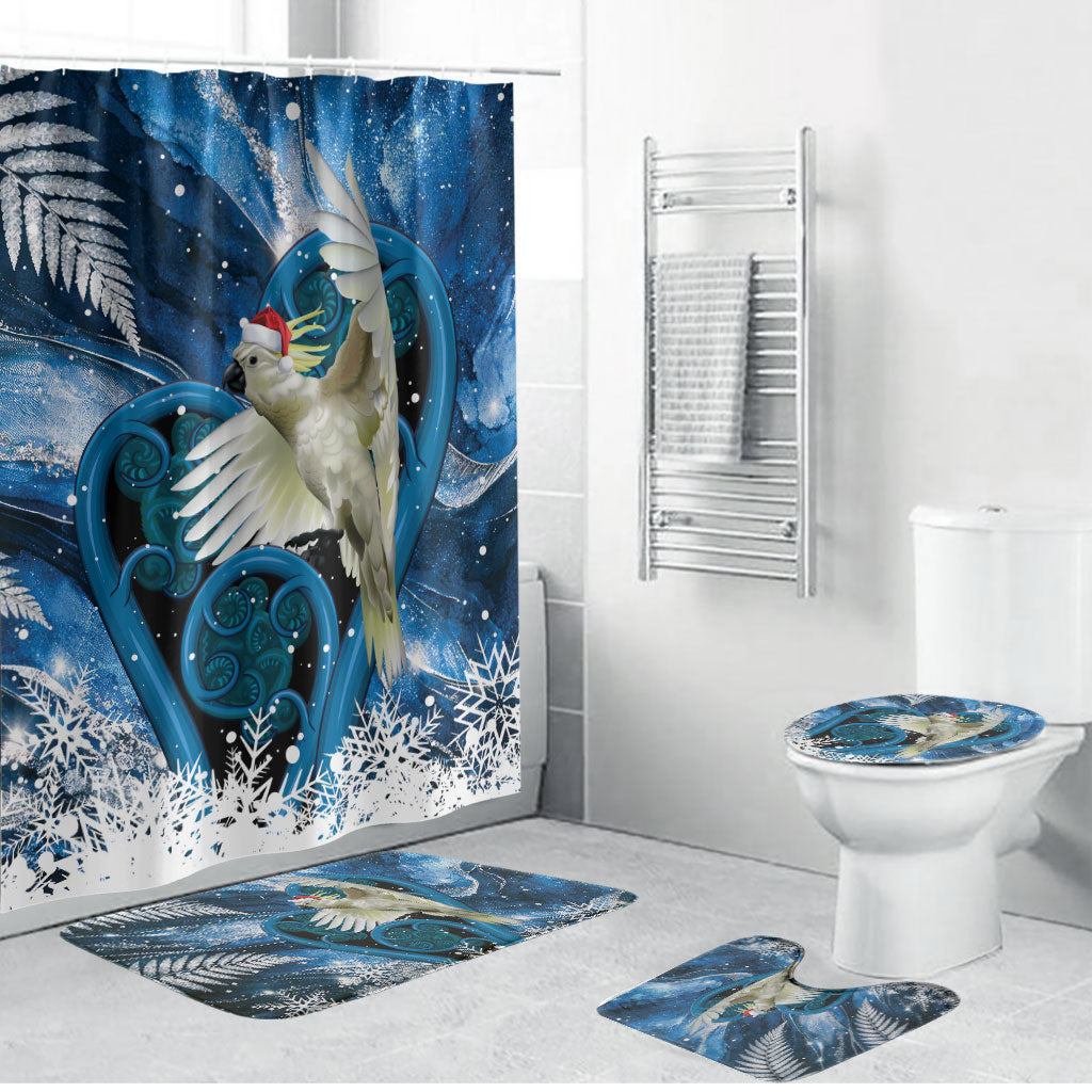 Sulphur-crested Cockatoo New Zealand Christmas In July Bathroom Set NZ Aroha Koru Fern Marble Vibes LT14 Bathroom Set (4 pcs) Blue - Polynesian Pride