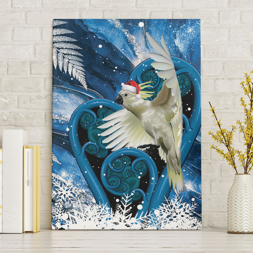 Sulphur-crested Cockatoo New Zealand Christmas In July Canvas Wall Art NZ Aroha Koru Fern Marble Vibes LT14 Without Frame Blue - Polynesian Pride