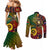 Vanuatu and Australia Couples Matching Mermaid Dress and Long Sleeve Button Shirts Vanuatuan Polynesian Mix Aussie Aboriginal Art LT14 - Polynesian Pride