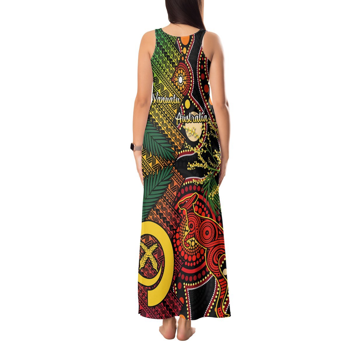 Vanuatu and Australia Tank Maxi Dress Vanuatuan Polynesian Mix Aussie Aboriginal Art LT14 - Polynesian Pride