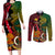 Vanuatu and Papua New Guinea Couples Matching Long Sleeve Bodycon Dress and Long Sleeve Button Shirts Vanuatuan With PNG Polynesian Pattern LT14 Black - Polynesian Pride