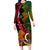 Vanuatu and Papua New Guinea Long Sleeve Bodycon Dress Vanuatuan With PNG Polynesian Pattern LT14 Long Dress Black - Polynesian Pride