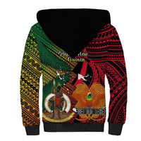 Vanuatu and Papua New Guinea Sherpa Hoodie Vanuatuan With PNG Polynesian Pattern LT14 - Polynesian Pride