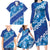 Vintage Blue Polynesia Family Matching Long Sleeve Bodycon Dress and Hawaiian Shirt Plumeria With Hibiscus Tropical Vibes