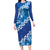 Vintage Blue Polynesia Family Matching Long Sleeve Bodycon Dress and Hawaiian Shirt Plumeria With Hibiscus Tropical Vibes