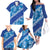 Vintage Blue Polynesia Family Matching Off The Shoulder Long Sleeve Dress and Hawaiian Shirt Plumeria With Hibiscus Tropical Vibes