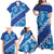 Vintage Blue Polynesia Family Matching Off Shoulder Maxi Dress and Hawaiian Shirt Plumeria With Hibiscus Tropical Vibes