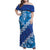 Vintage Blue Polynesia Family Matching Off Shoulder Maxi Dress and Hawaiian Shirt Plumeria With Hibiscus Tropical Vibes