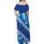 Vintage Blue Polynesia Family Matching Off Shoulder Maxi Dress and Hawaiian Shirt Plumeria With Hibiscus Tropical Vibes