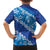 Vintage Blue Polynesia Family Matching Off Shoulder Short Dress and Hawaiian Shirt Plumeria With Hibiscus Tropical Vibes