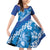 Vintage Blue Polynesia Family Matching Off Shoulder Short Dress and Hawaiian Shirt Plumeria With Hibiscus Tropical Vibes