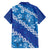 Vintage Blue Polynesia Family Matching Off Shoulder Short Dress and Hawaiian Shirt Plumeria With Hibiscus Tropical Vibes