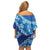 Vintage Blue Polynesia Family Matching Off Shoulder Short Dress and Hawaiian Shirt Plumeria With Hibiscus Tropical Vibes